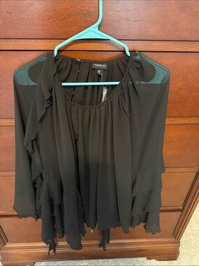 torrid Black Ruffled Sheer Blouse